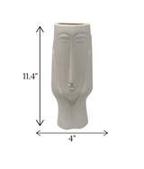 ceramic face vase white large china "11.4x4"