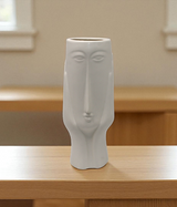 ceramic face vase white large china "11.4x4"
