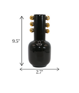 ceramic vase black small with golden dots china "9.5x2.7"