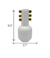 ceramic vase white small with golden dots china "9.5x2.7"