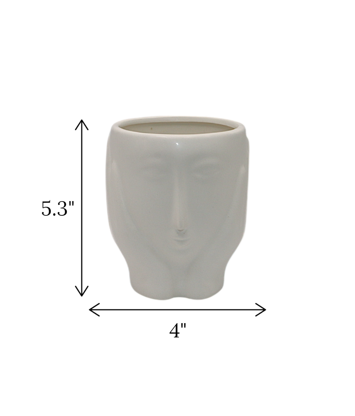 ceramic face vase white small china  "5.3x4"