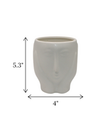 ceramic face vase white small china  "5.3x4"