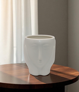 ceramic face vase white small china  "5.3x4"