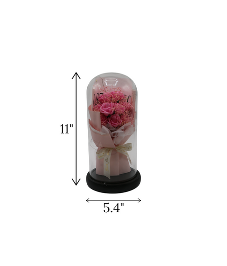 pink flower bouquet in glass china "11x5.4"