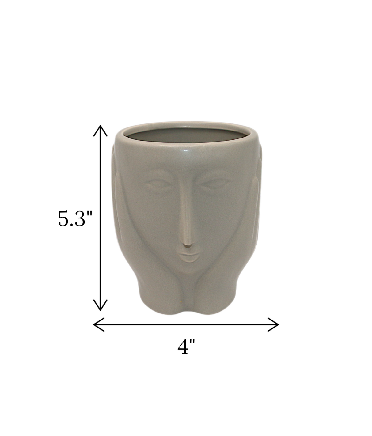 ceramic face vase grey small china  "5.3x4"