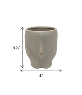 ceramic face vase grey small china  "5.3x4"
