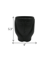 ceramic face vase black small china "5.3x4"