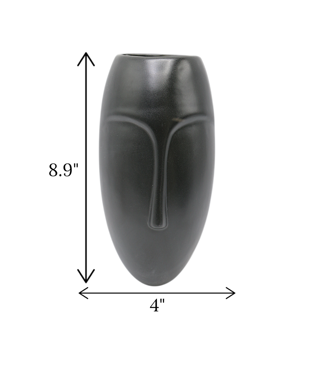 ceramic face vase wall hanging black china  "8.9x4"