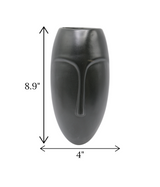 ceramic face vase wall hanging black china  "8.9x4"