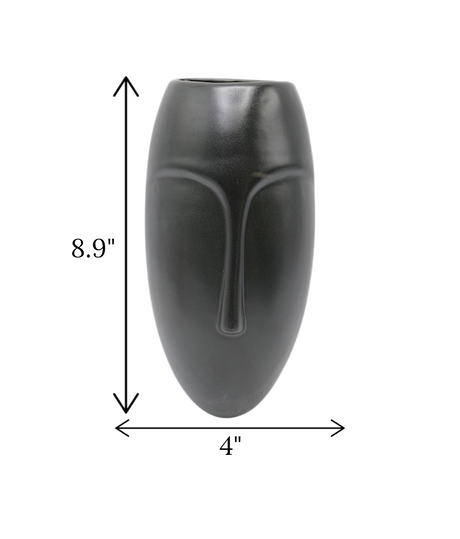ceramic face vase wall hanging black china  "8.9x4"
