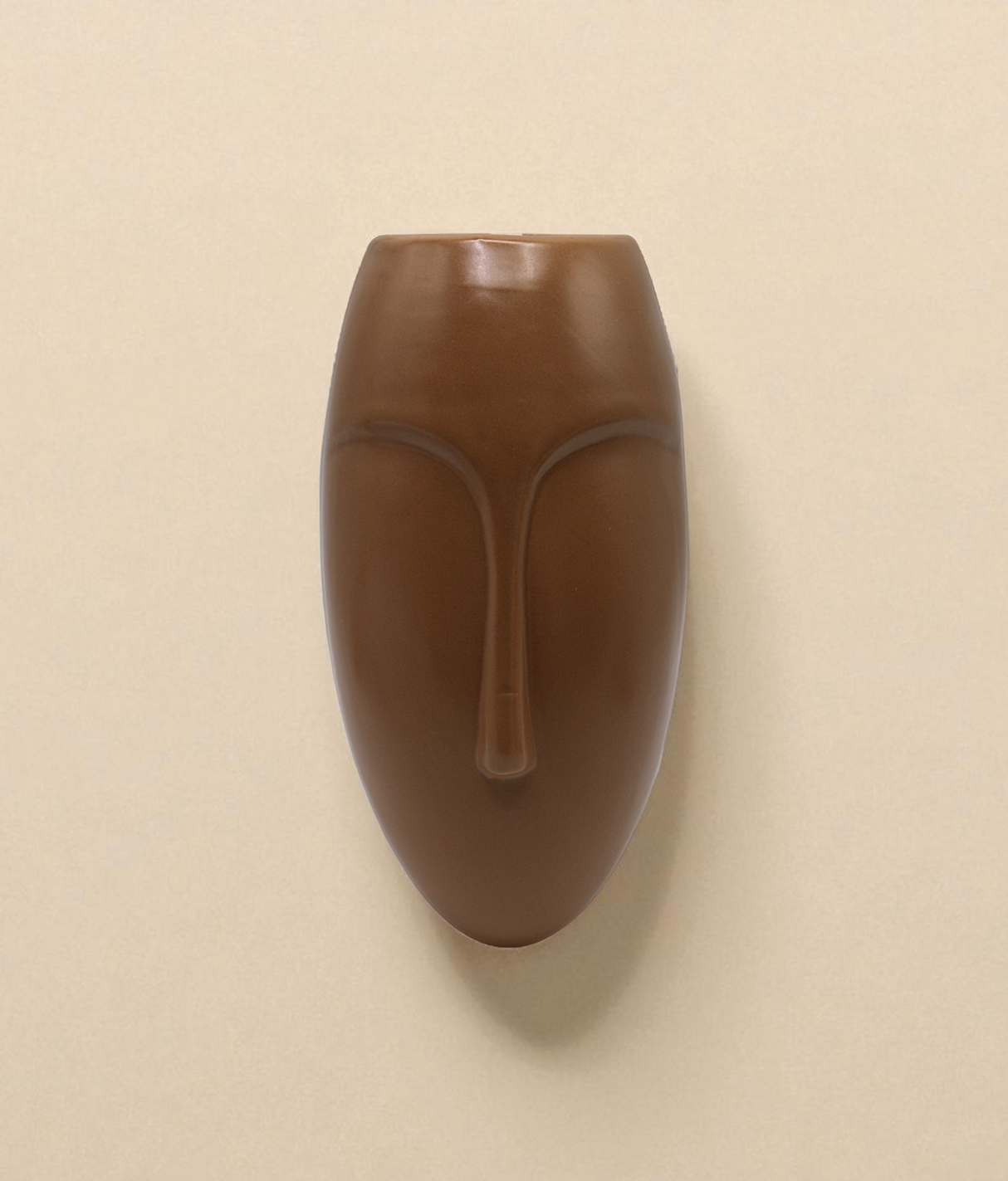 ceramic face vase wall hanging brown china "8.9x4"