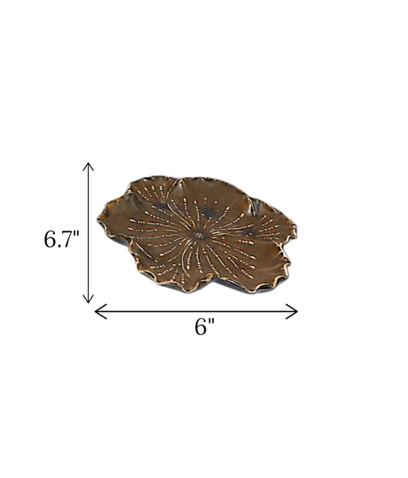 decorative plate flower brown china "6.7x6"