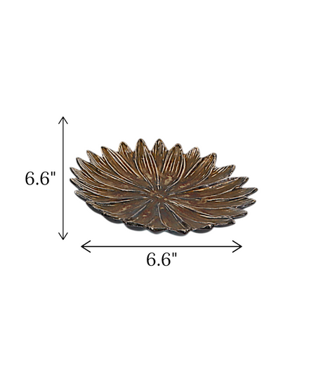 decorative plate flower dark brown china "6.6x6.6"