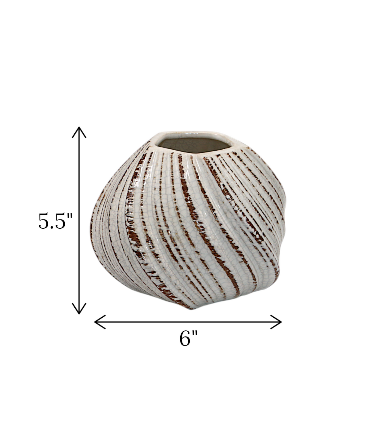 ceramic vase textured white china "5.5x6'
