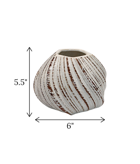 ceramic vase textured white china "5.5x6'