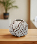ceramic vase textured white china "5.5x6'