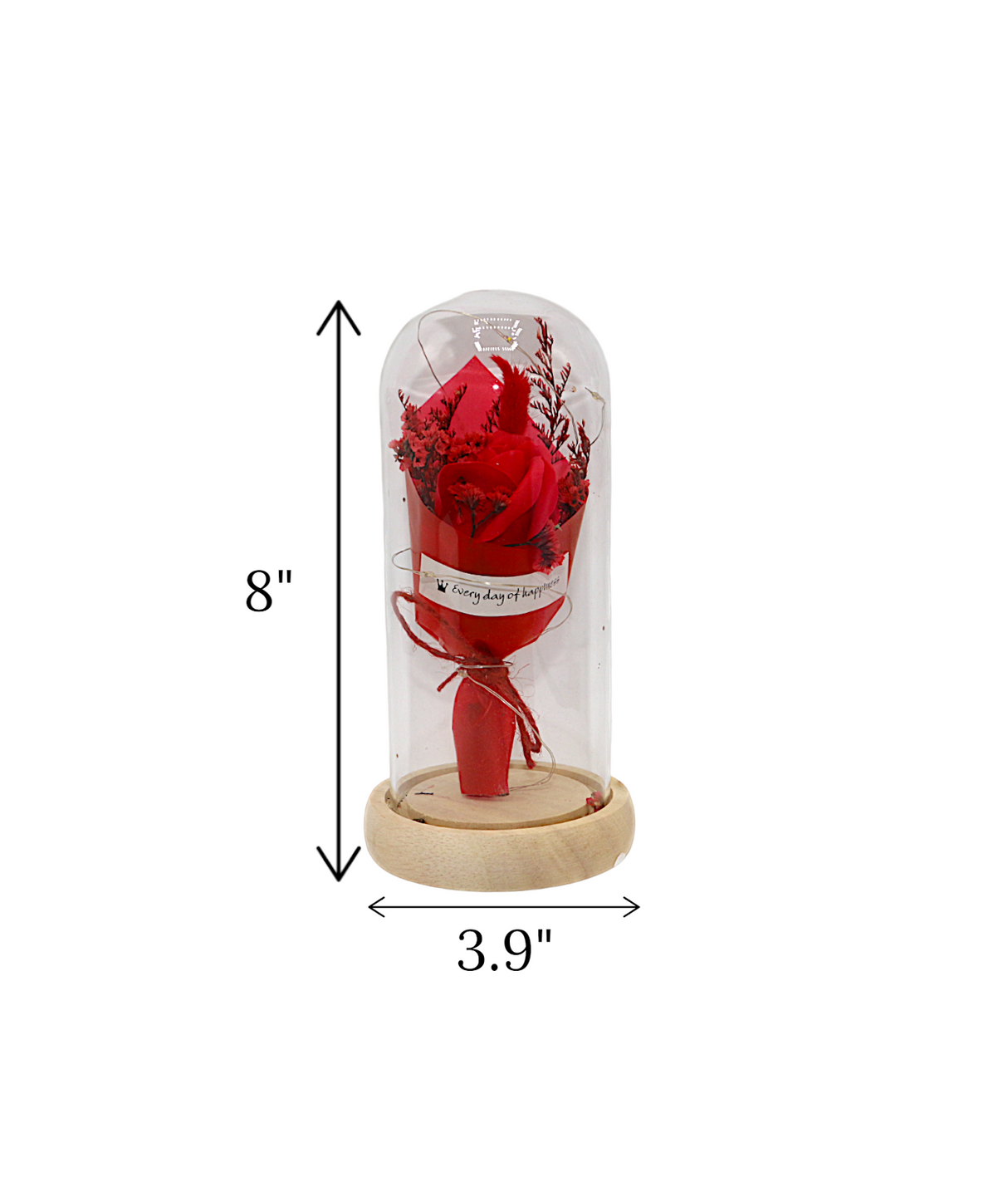 red flower bouquet in glass china "8x3.9"