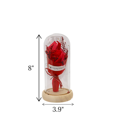 red flower bouquet in glass china "8x3.9"