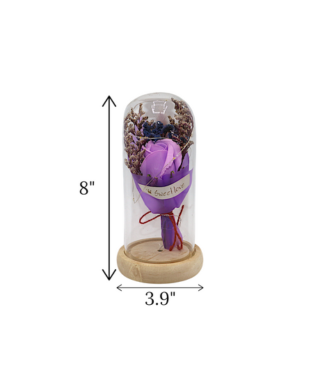 purple flower bouquet in glass china "8x3.9"