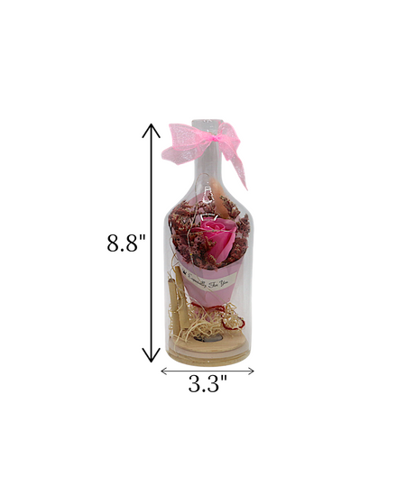 pink flower bouquet in glass china "8.8x3.3"
