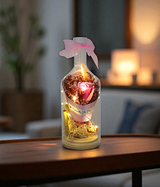pink flower bouquet in glass china "8.8x3.3"