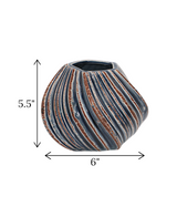 ceramic vase textured blue china 5.5x6