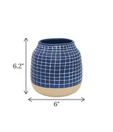 vase blue square texture china "6.2x6'