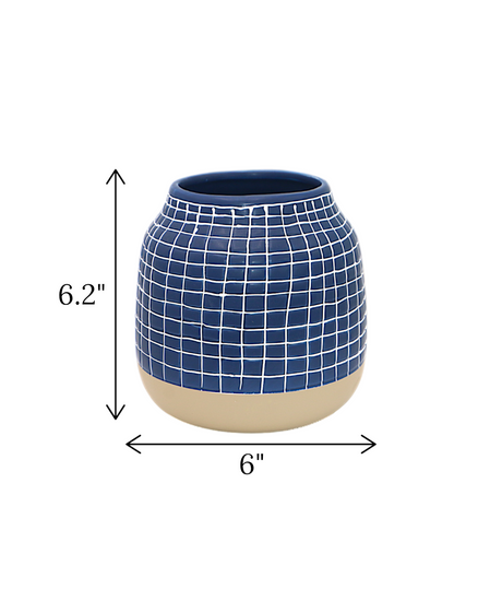 vase blue square texture china "6.2x6'