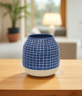 vase blue square texture china "6.2x6'
