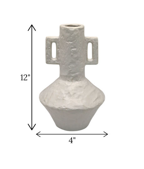 ceramic vase white large china "12x4"