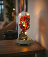dry flower in glass red china "7.5x3.3"