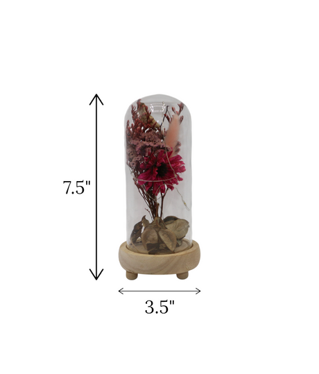 dry flower in glass pink china "7.5x3.3"