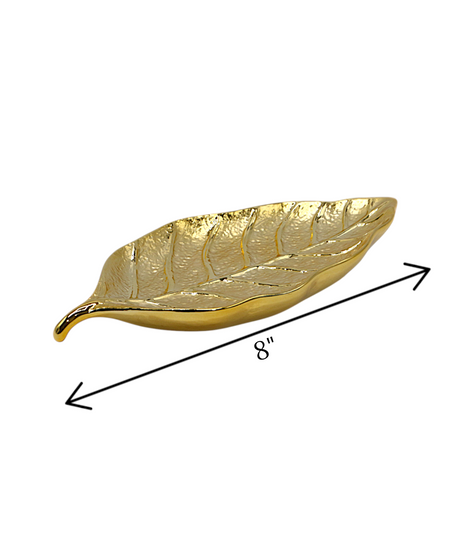 ceramic leaf golden china "8x1"