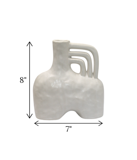 ceramic vase square shape white china "8x7"