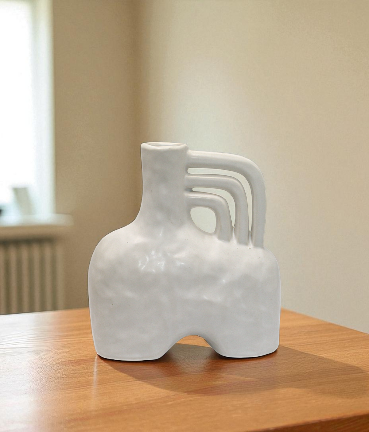 ceramic vase square shape white china "8x7"