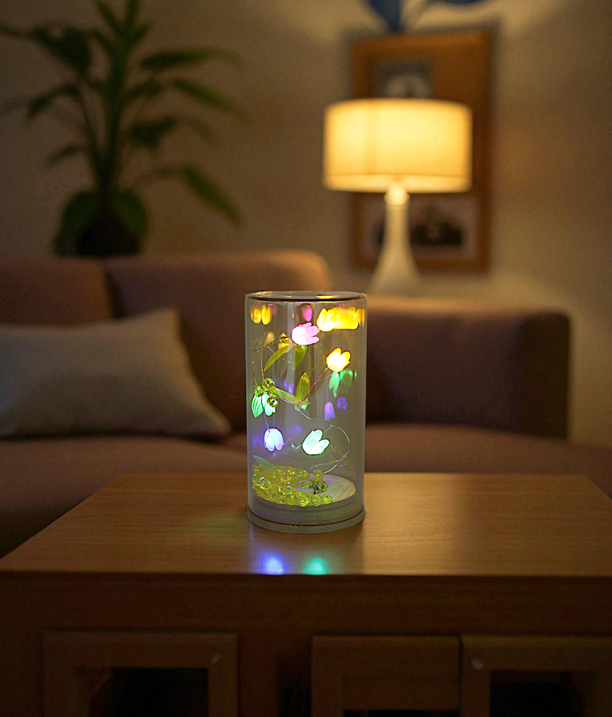 multi flower in shiny glass china "5x2.6"
