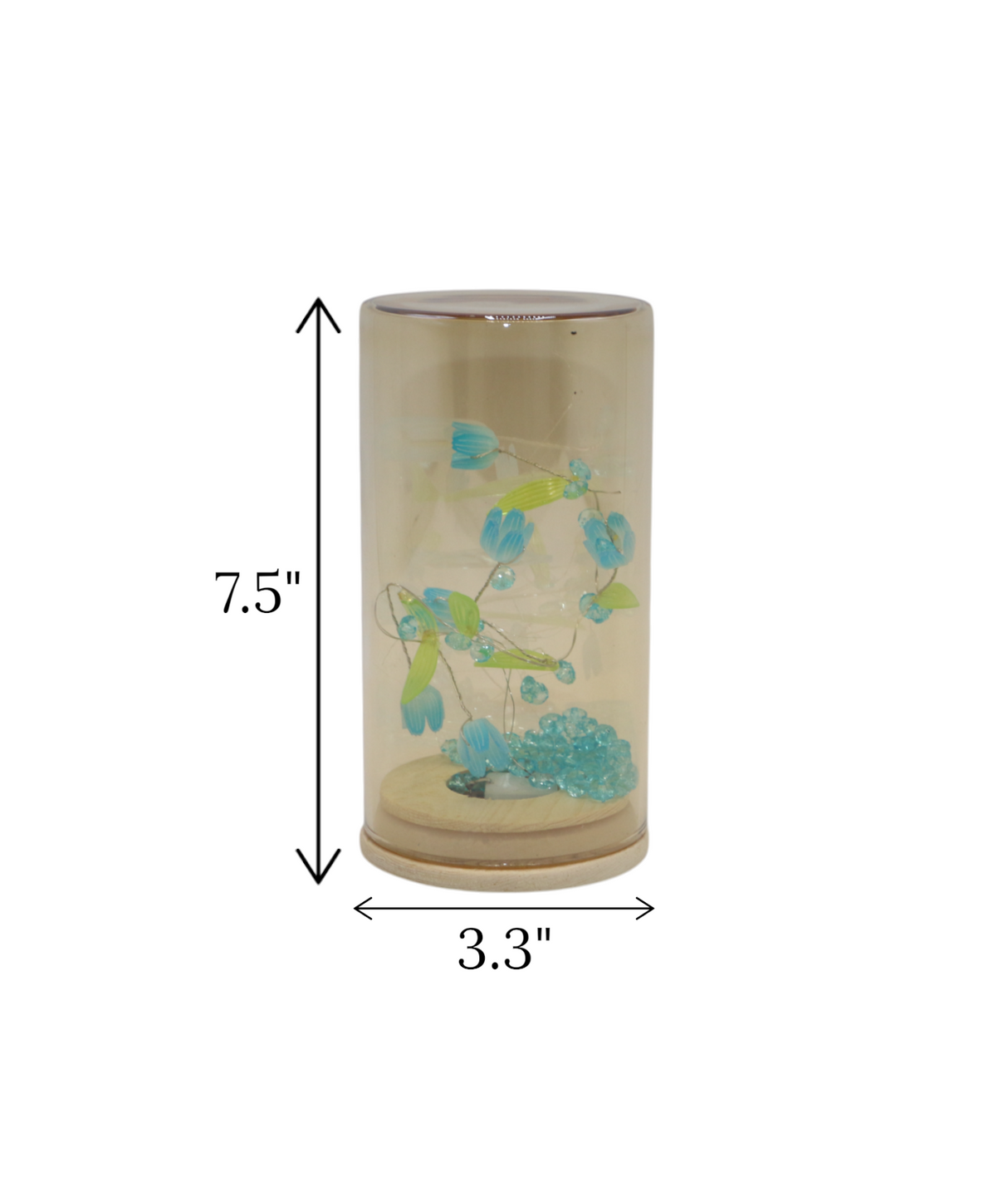 blue flower in shiny glass china "7.5x3.3"