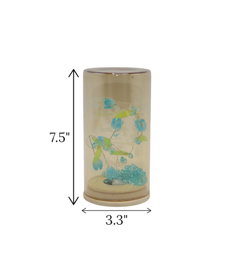 blue flower in shiny glass china "7.5x3.3"