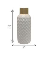 ceramic vase textured white china "11x4"