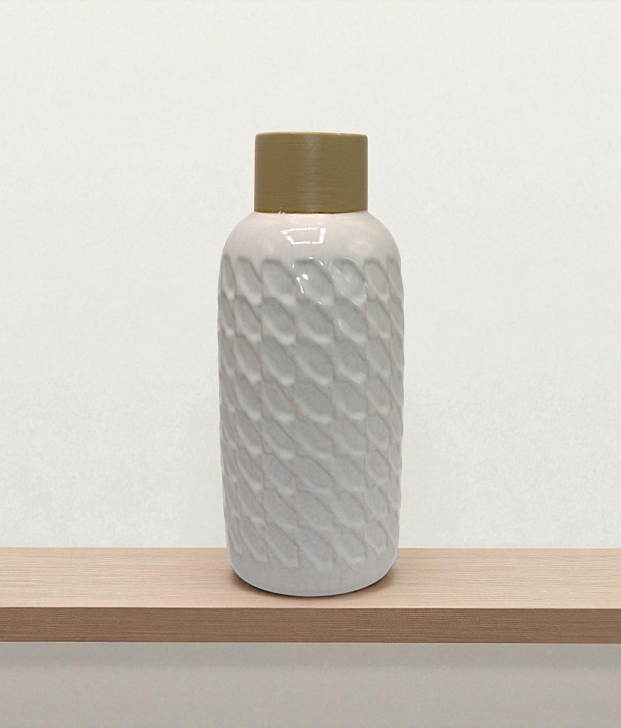 ceramic vase textured white china "11x4"