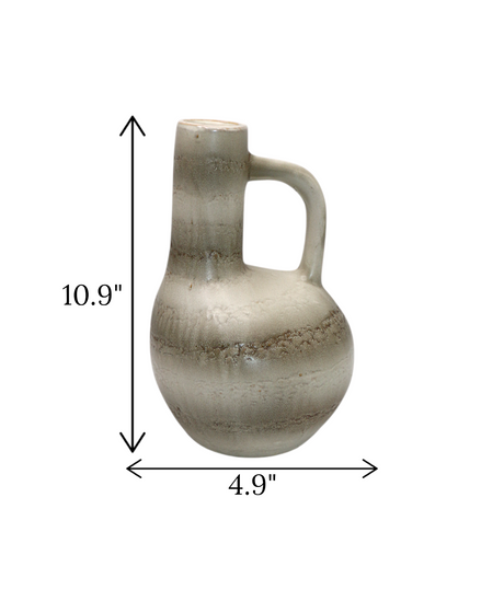 ceramic vase 2tone with handle china "10.9x4.9"