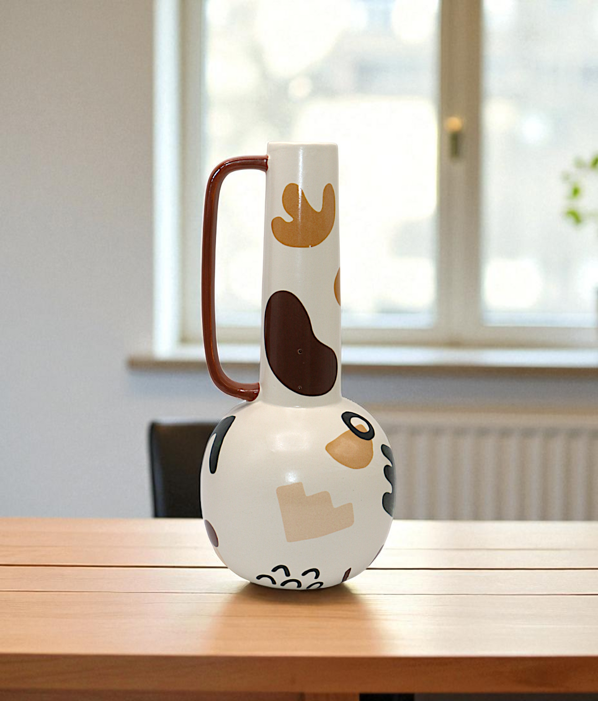 ceramic vase white with art china "11x3.5"