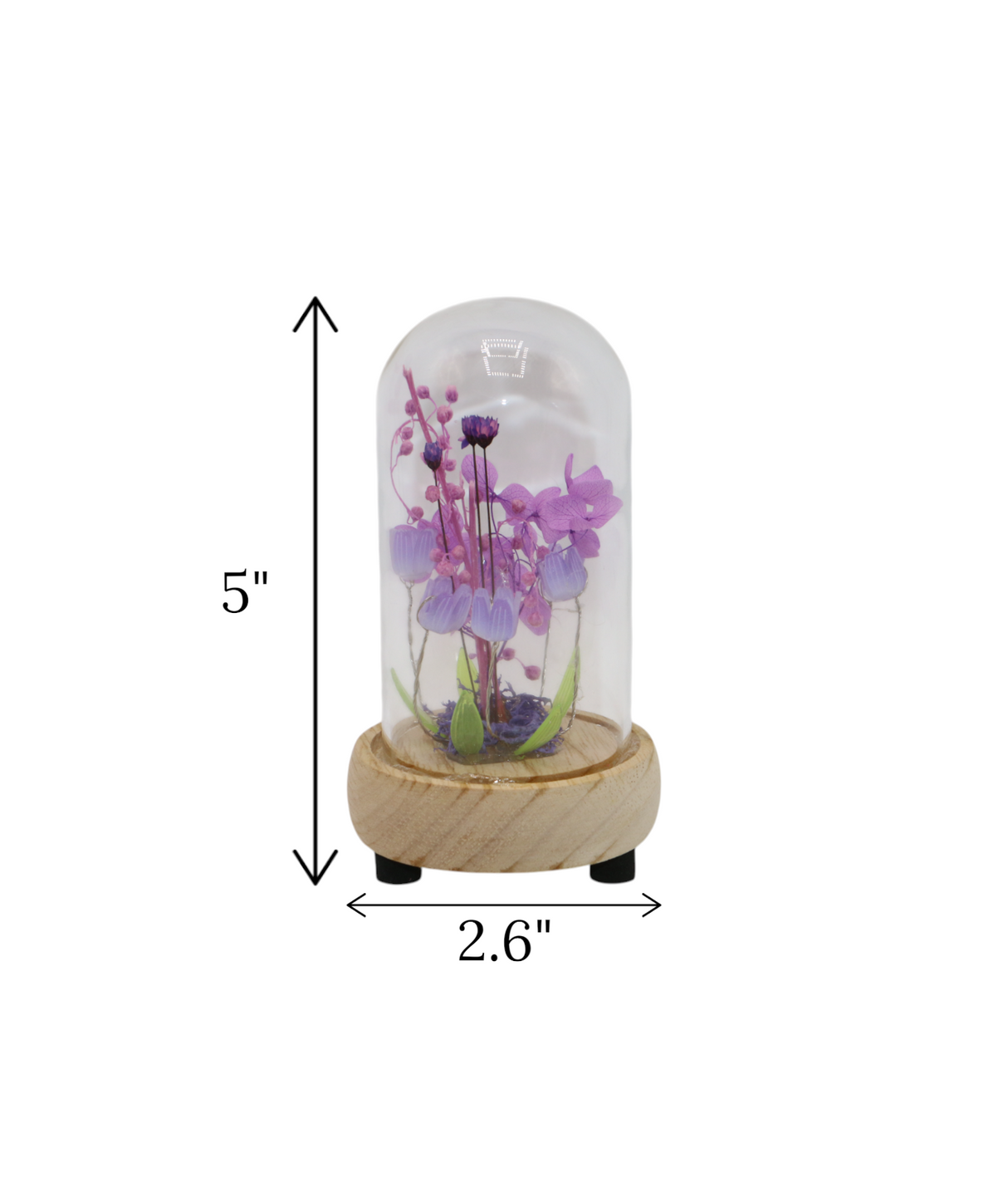 purple flower in glass small china "5x2.6"