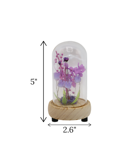 purple flower in glass small china "5x2.6"