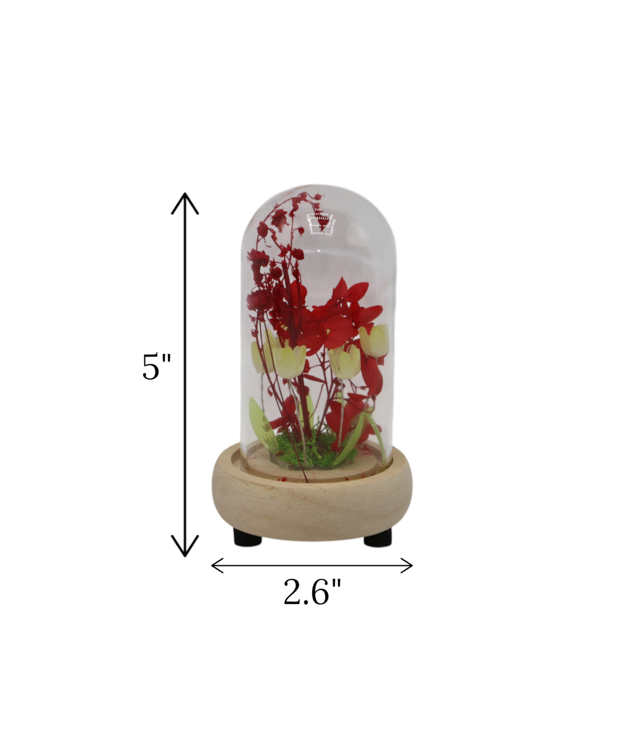red flower in glass small china "5x2.6"
