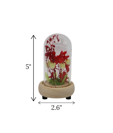 red flower in glass small china "5x2.6"