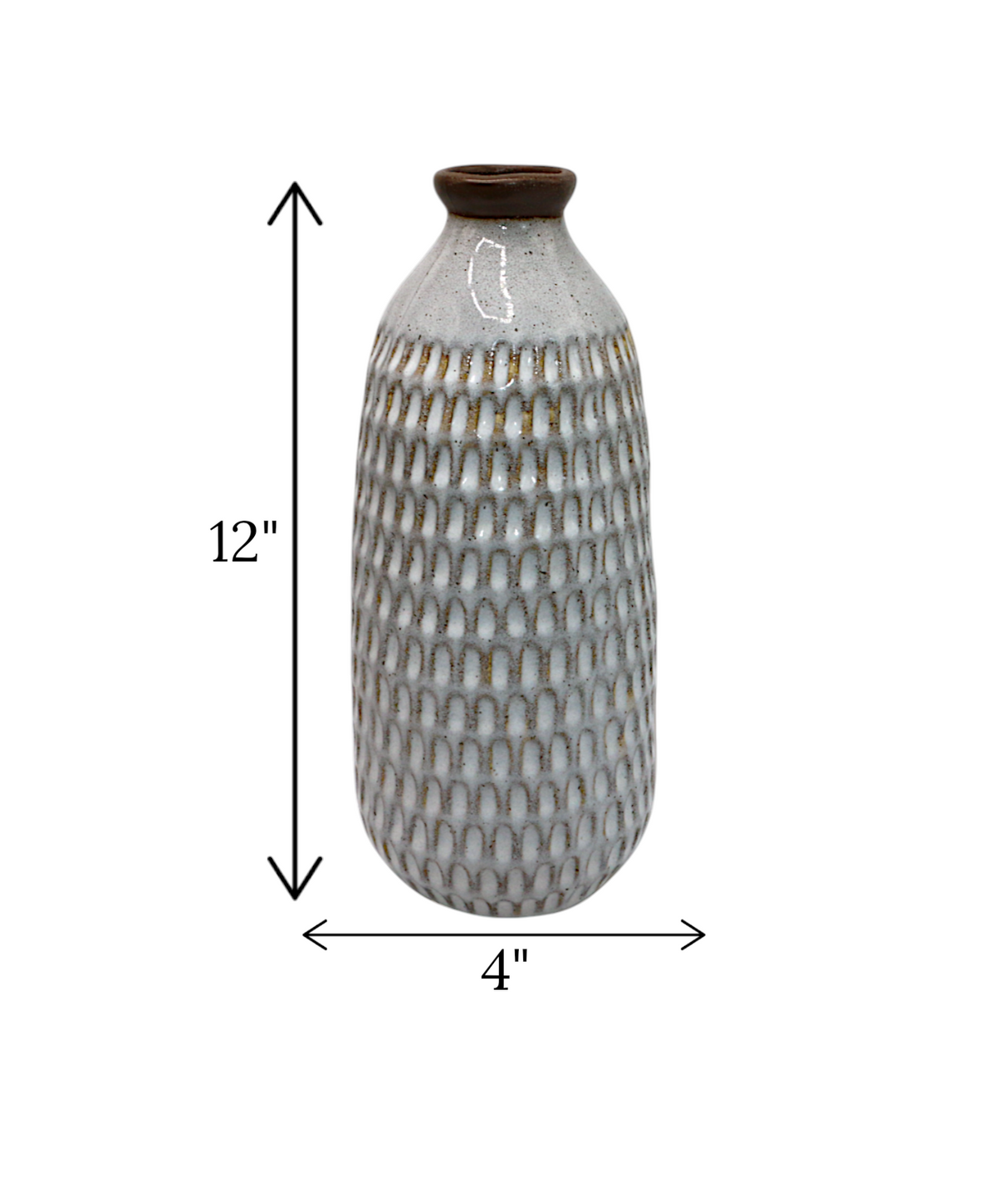 ceramic vase textured grey small china "12x4"
