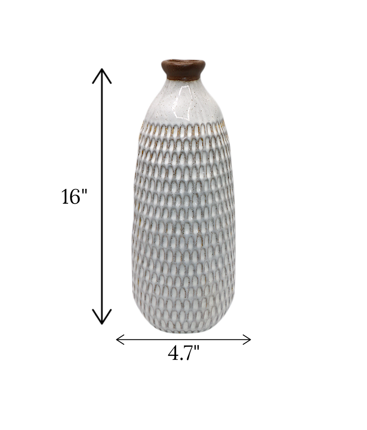 ceramic vase textured grey large china "16x4.7"
