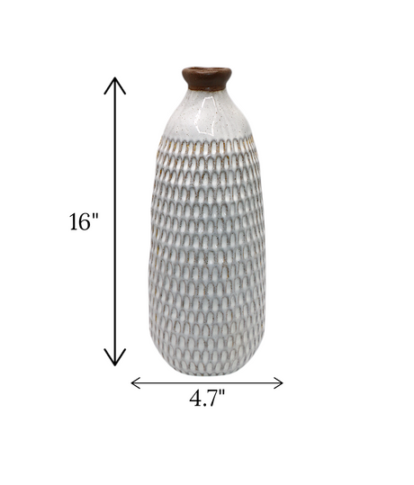 ceramic vase textured grey large china "16x4.7"