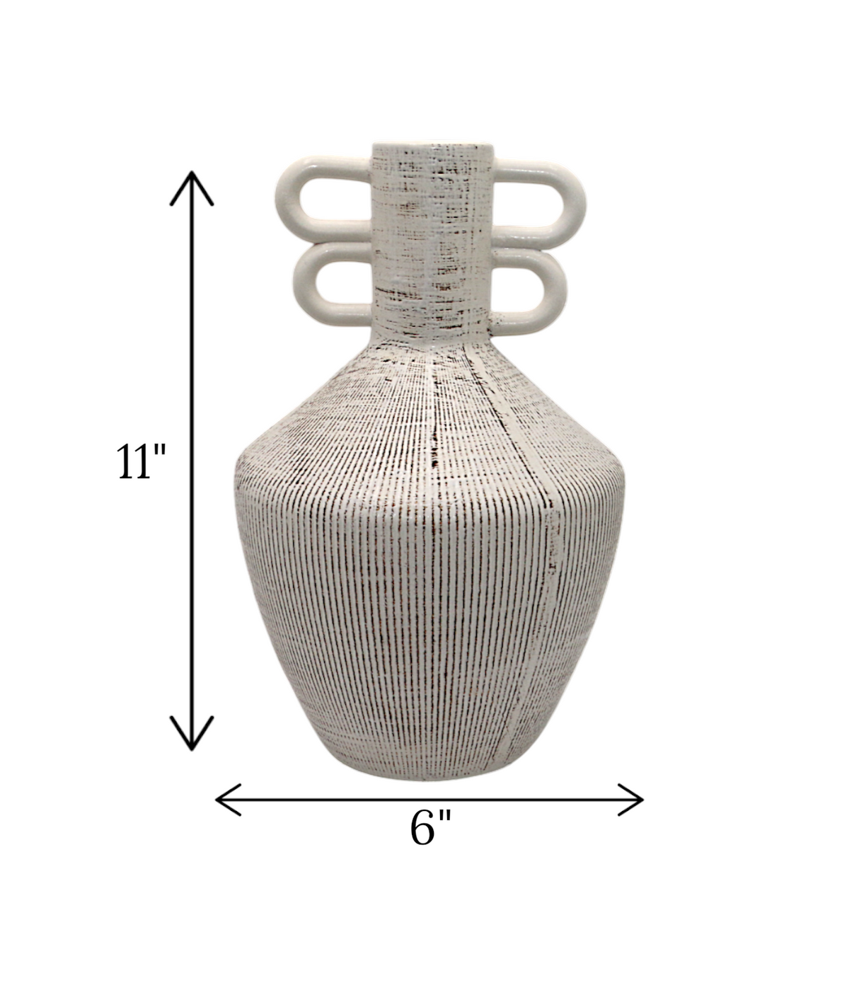 ceramic vase textured surahi white china "11x6"
